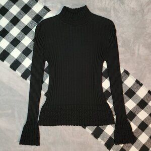 XL | Bellissima | Ruffled Cuff Ribbed Knit Sweater